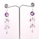 Handmade 925 Sterling Silver Chain Dangle Earrings with Amethyst